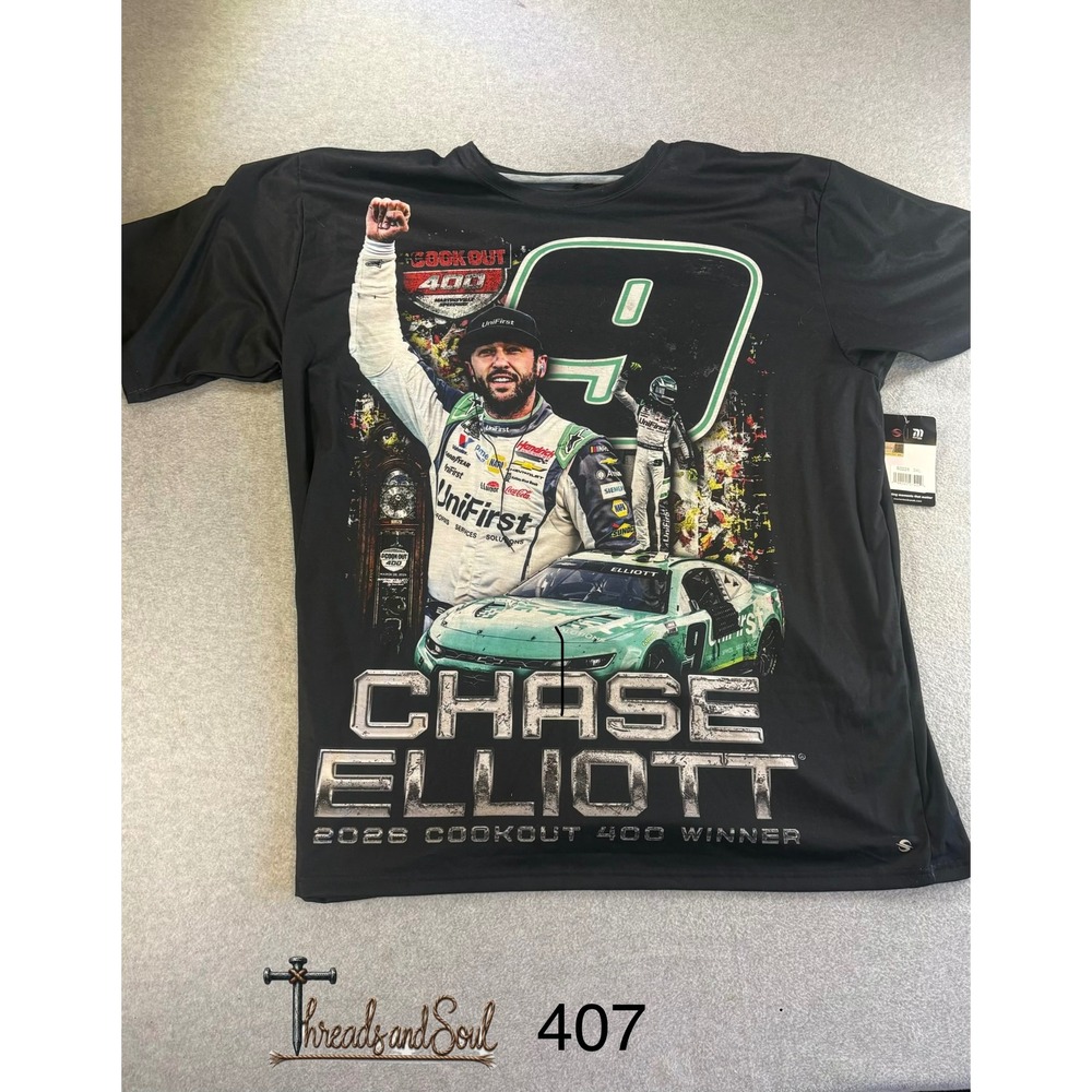 NASCAR ProSphere Chase Elliott 2024 Cook Out 400 Winner T-Shirt Mens 3XL Black